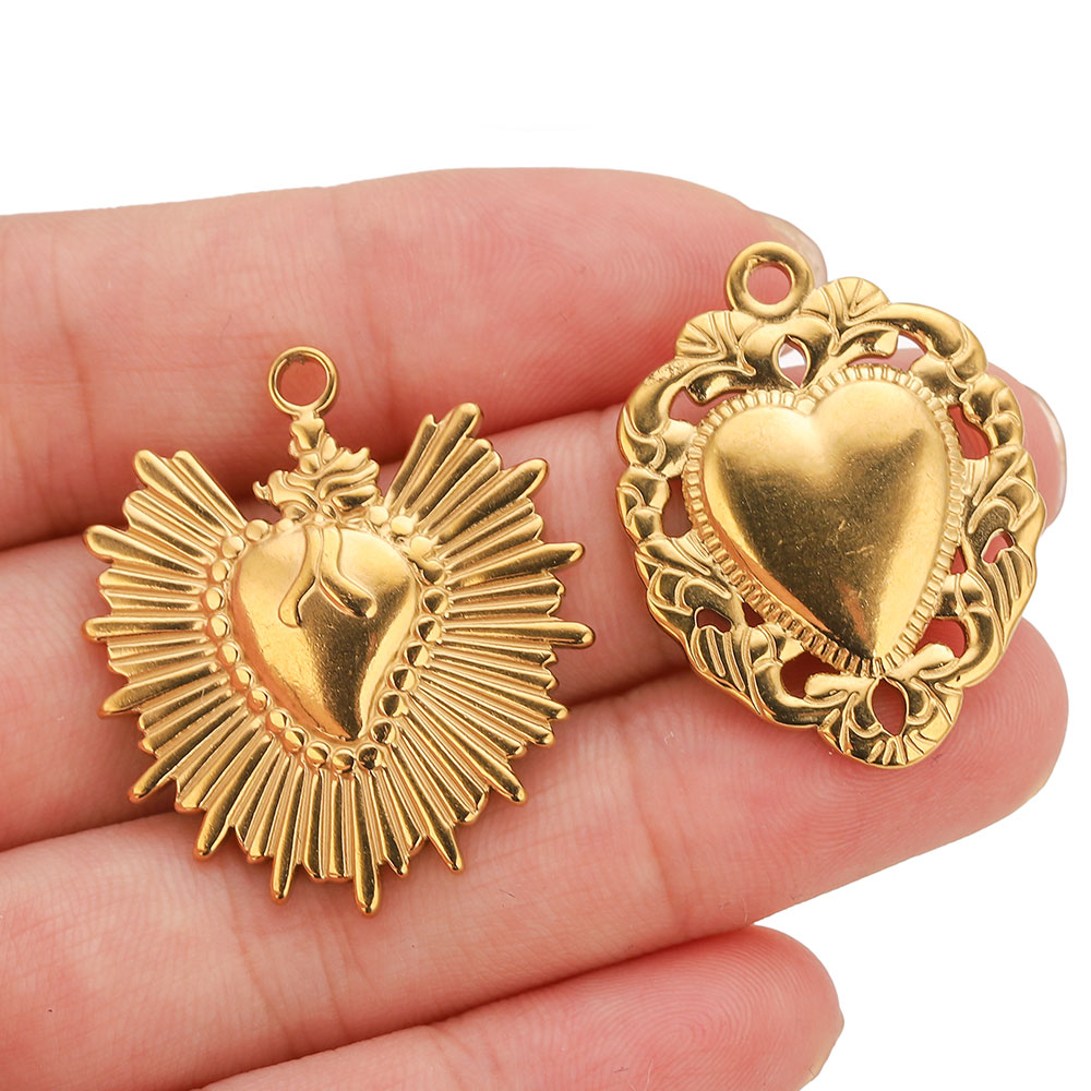 5 pçs de aço inoxidável coraçã - Jewelry Making Materials Wholesale avaliação e preço