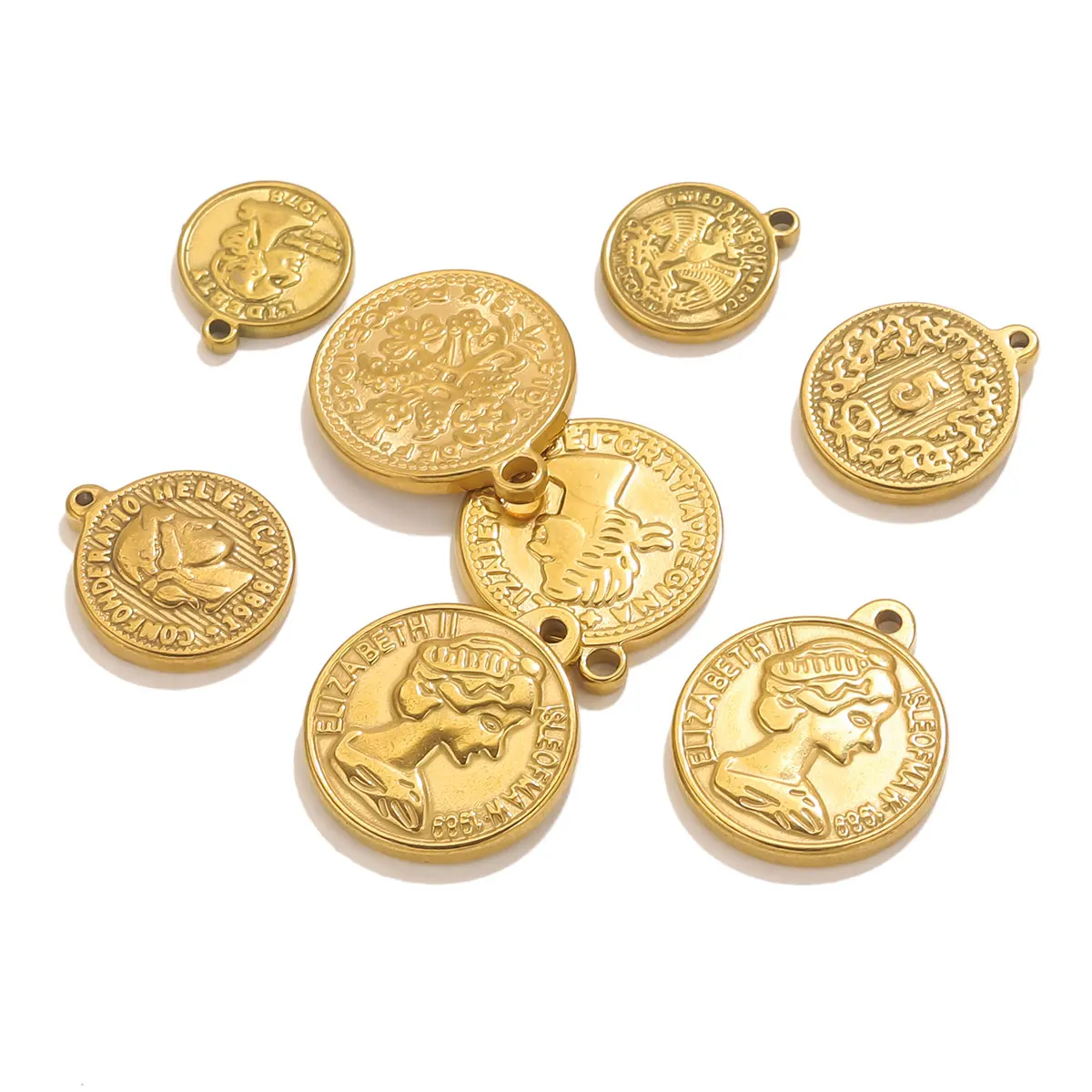 5 pçs medalha de aço inoxidáve - Jewelry Making Materials Wholesale avaliação e preço