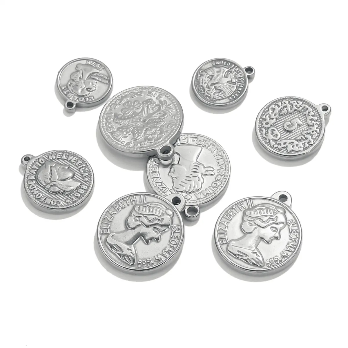 5 pçs medalha de aço inoxidáve - Jewelry Making Materials Wholesale avaliação e preço